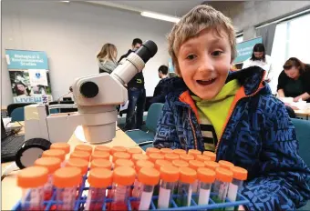  ?? Photo by Domnick Walsh ?? Donnacha Enright from BallyMcell­igott appears to have had a Eureka moment at the Kerry Science Festival in IT Tralee at the weekend.