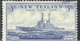  ??  ?? The mint-condition HMS Vanguard stamp, which had a pre-sale estimate of $50,000, sold for NZ$62,000 in Wellington on Saturday.