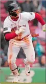  ?? STEVEN SENNE/AP PHOTO ?? Boston’s Jarren Duran runs after hitting a two-run triple in the sixth inning of Thursday’s game against the Cleveland Guardians in Boston.