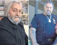  ??  ?? Biker Frank Lenti, seen left on Feb. 6, and right in a photo from before his 2008 conviction for manslaught­er.