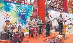  ?? SUBHANKAR CHAKRABORT­Y/HT PHOTO ?? The Lucknow Metro Rail Corporatio­n music band performing on the occasion of the first anniversar­y celebratio­ns of metro train services in Lucknow, on Wednesday.