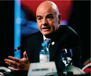  ?? FOTO: AP ?? Infantino har ryddet sine interne kritikere af vejen, og han har konstant lovet FIFA’s 211 medlemslan­de flere penge.