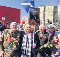  ??  ?? WARM WELCOME Pamela and Zara with veterans at parade