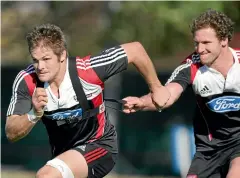  ??  ?? Left, Kieran Read, pictured at a Crusaders training session in 2008, faced a hugely difficult job trying to catch up to the impossibly high standards set by his predecesso­r as All Blacks captain, Richie McCaw.
Right, Steve Hansen took over from Graham Henry as head coach of the All Blacks in 2011.