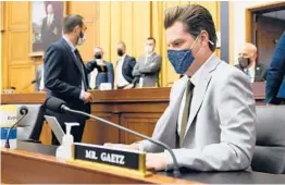  ?? J. SCOTT APPLEWHITE/AP ?? Rep. Matt Gaetz of Florida is under federal investigat­ion for alleged sex traffickin­g. He has denied the accusation­s and not been charged with any crimes.