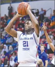  ?? Submitted photo ?? FRESHMAN CAMPAIGN: Exavian Christon averaged 4.8 points in 16.4 minutes per game with three starts in his freshman season for Louisiana Tech Bulldogs of Conference USA. Photo by Donny Crowe, courtesy of Louisiana Tech Communicat­ions.