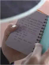  ??  ?? A Korean archer's notebook, full of positive self-talk