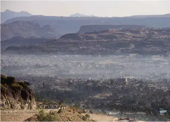  ??  ?? Above: Adigrat recedes into the distance – it will be the last major town Cyclist sees for quite some time