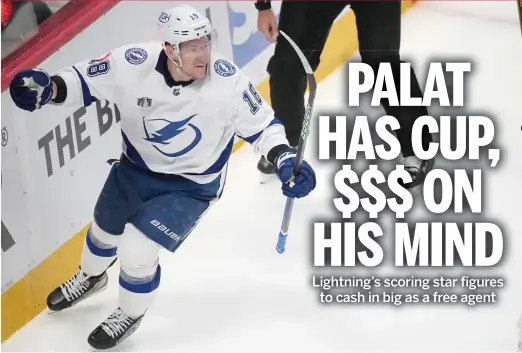  ?? AP ?? “I’m focused on the [Stanley Cup Final],” winger Ondrej Palat said, “and then there’s a time for the next step.” Palat has not ruled out re-signing with the Lightning.