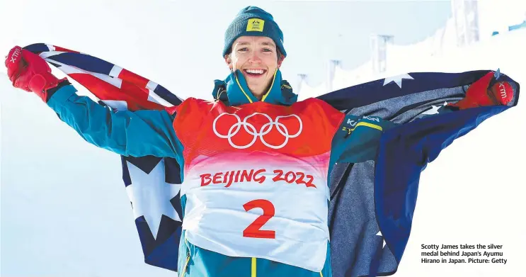  ?? Picture: Getty ?? Scotty James takes the silver medal behind Japan’s Ayumu Hirano in Japan.