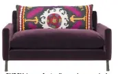  ??  ?? GYPSY. Large fauteuil en velours, coloris Smooth Prunelle. « Mira », 132 x 85 cm, H 70 cm, 2 655 €, Caravane.