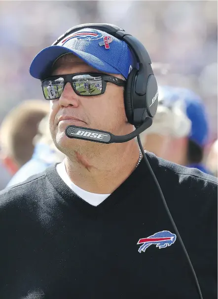  ?? — GETTY IMAGES FILES ?? Buffalo Bills head coach Rex Ryan is once again downplayin­g a matchup with his former team, the New York Jets, who were swept by the Bills last season. The AFC East rivals meet Thursday.