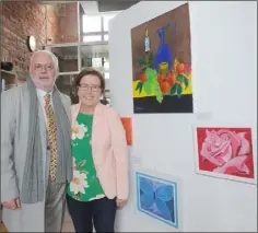  ??  ?? James Muckian and Cllr. Maeve Yore at the Dundalk Positive Mental Health Art Exhibition in The County Museum.