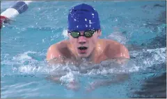  ?? Photo by Ernest A. Brown ?? Cumberland swimmer Thomas Brennan swam a leg of two victorious relay teams and he also finished second in the 200-yard individual medley to lead the Clippers to a 42-40 victory over Cranston East Thursday.