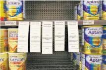  ??  ?? A 2013 botulism scare saw Nutricia products taken off shelves.