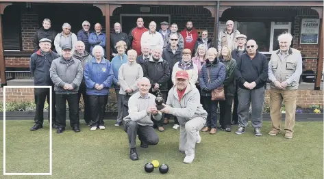  ??  ?? North Cliff and Borough members who played with Terry Summersgil­l, inset. Below, John Purdy with the trophy he has made in Terry’s honour