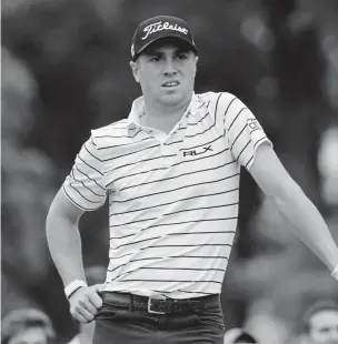  ?? Sam Greenwood, Getty Images ?? Justin Thomas evaluates a shot Saturday during the third round of the BMW Championsh­ip at Medinah Country Club.