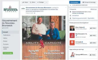  ??  ?? L’achat de publicité en ligne avec l’argent public par le gouverneme­nt du NouveauBru­nswick soulève un dilemme éthique. - Gracieuset­é Facebook