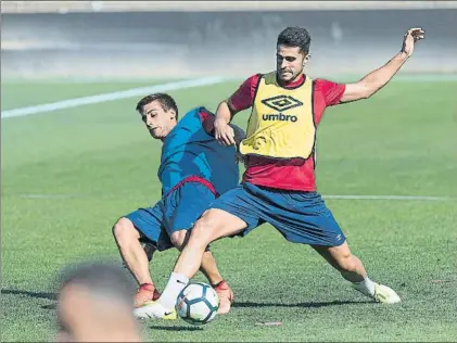  ?? FOTO: PERE PUNTÍ ?? El Girona, preparado para el partido ante el Athletic La duda es si finalmente Stuani comienza de titular