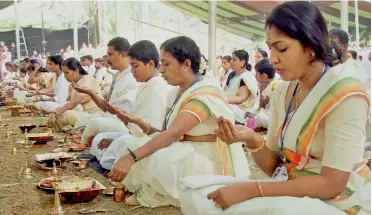  ?? — PTI ?? Devotees perform agnihotra yajna, conducted by Kasyapa Veda Research Foundation, in Kozhikode on Sunday.