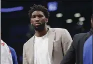  ?? FRANK FRANKLIN II – THE ASSOCIATED PRESS ?? After sitting out Game 3 against the Brooklyn Nets, Sixers center Joel Embiid is doubtful for Game 4 on Saturday in Brooklyn.