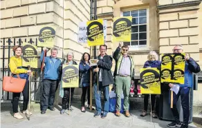  ?? Picture: Artur Lesniak ?? Protesters outside The Guildhall before B&NES councillor­s debated proposals for the former Hartwell Garage site