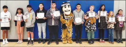  ?? Submitted photos ?? Southwest City Incredible Indians for February, fourth through eighth grade (left to right): Marcos Espada Bail, Nicole Musrasrik, Aaron Rodriguez, Eliazar Ocampo, Nathaniel Tamayo, Miguel Lopez Duenas, Shyanne Marvin, Aliyah Cerda, Caysie Bates, and Kaylee Rodriguez Gutierrez.