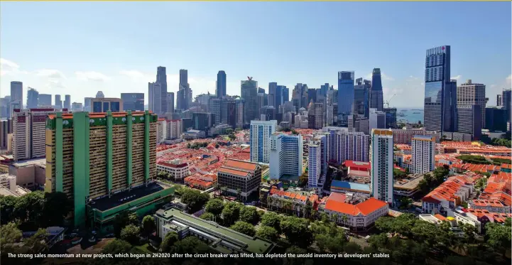  ?? PHOTOS: SAMUEL ISAAC CHUA/THE EDGE SINGAPORE ?? The strong sales momentum at new projects, which began in 2H2020 after the circuit breaker was lifted, has depleted the unsold inventory in developers’ stables