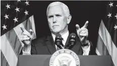  ?? Associated Press file photo ?? Vice President Mike Pence speaks at an event last year for the creation of the U.S. Space Force, the newest military branch.