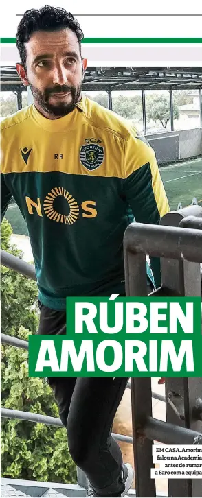  ??  ?? RÚBEN AMORIM
EM CASA. Amorim falou na Academia antes de rumar a Faro com a equipa