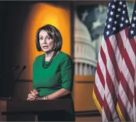  ?? Zach Gibson Getty Images ?? SOME DEMOCRATS told Speaker Nancy Pelosi they didn’t want to lend credence to the idea that the impeachmen­t inquiry isn’t legitimate without a vote.