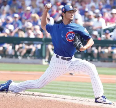  ?? | JOHN ANTONOFF/ FOR THE SUN- TIMES ?? In four Cactus League games, Yu Darvish allowed five runs in 16⅓ innings with 20 strikeouts.