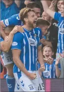  ?? ?? Ash Taylor celebrates his goal