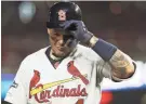  ?? GETTY IMAGES ?? Yadier Molina shows his frustratio­n as the Cardinals were swept by the Nationals.