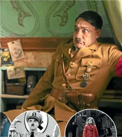  ??  ?? Taika Waititi plays an idiotic version of Hitler in Jojo Rabbit. Other movies to tackle World War II include (insets from left) The Boy in the Striped Pyjamas, Life is Beautiful, The Great Dictator and Schindler’s List.