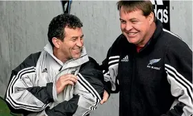  ??  ?? Wayne Smith was diagnosed during the British and Irish Lions series but did not tell anyone – even the All Blacks team doctor or, above, his long-term friend and fellow coach Steve Hansen.
