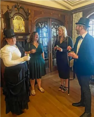  ?? PHOTOS BY DIANE BAIR FOR THE BOSTON GLOBE ?? Guests (above) and Rosendo Fernandes (right), food and beverage supervisor at Ocean Edge Resort & Golf Club, dressed for a Party Like It’s 1899 dinner. Top right: The former Fieldstone Hall.