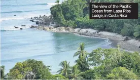  ??  ?? The view of the Pacific Ocean from Lapa Rios Lodge, in Costa Rica