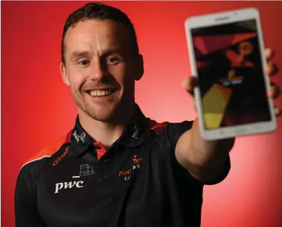  ??  ?? 2017 PwC Footballer of the Year Andy Moran got a preview of the PwC All-Stars App which will be available to download from next week. This is the app for all you need on PwC All-Star news, updates, and trivia on previous teams