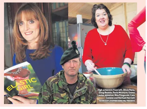  ?? KEVIN SCOTT/STEPHEN HAMILTON/ PRESSEYE ?? High achievers: from left, Olivia Rana,Doug Beattie, Paula McIntyre, Emma Louise Johnston, Rita Fitzgerald, CateConway and Rachael Harriott