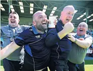  ??  ?? RELISH THE MOMENT Tom Mcglinchey (second from right) celebrated victory over Wexford with real gusto