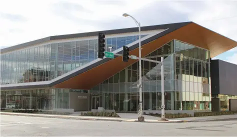  ?? (Special to The Commercial/Deborah Horn) ?? The Pine Bluff/Jefferson County Library System’s new main branch building opened in November. Library employees, visitors and others said the structure’s architectu­re has improved the look and feel of Main Street.