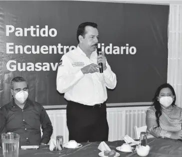  ?? FOTO: JESÚS LEAL ?? Ricardo Arnulfo Mendoza estuvo ayer en Guasave para apoyar a candidatos locales.