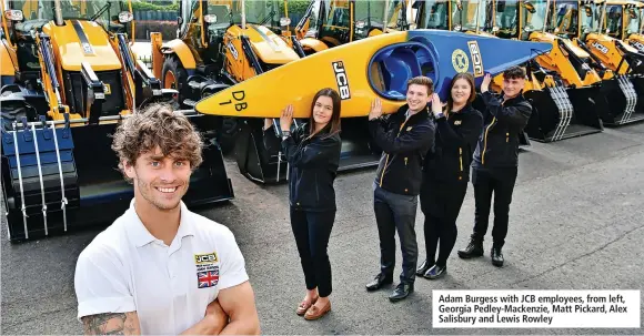  ?? ?? Adam Burgess with JCB employees, from left, Georgia Pedley-mackenzie, Matt Pickard, Alex Salisbury and Lewis Rowley