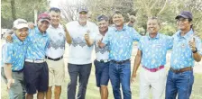  ?? ?? The Del Monte golfers celebrate after claiming their first Seniors Interclub crown.