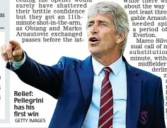  ?? GETTY IMAGES ?? Relief: Pellegrini has his first win