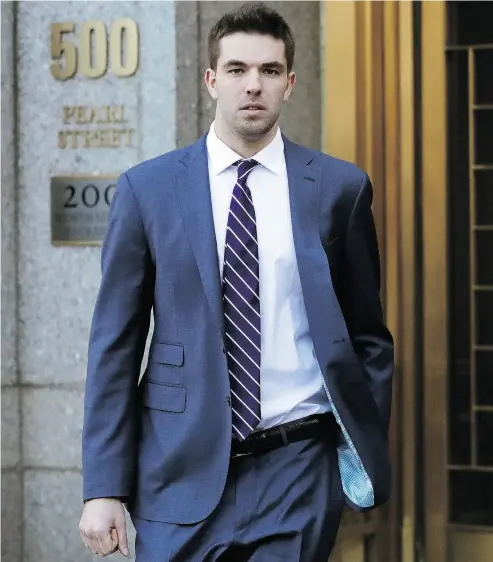  ?? MARK LENNIHAN / THE ASSOCIATED PRESS FILES ?? Billy McFarland leaves federal court in New York after pleading guilty to wire fraud charges in March.