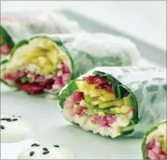  ?? PHIL MANSFIELD — THE CULINARY INSTITUTE OF AMERICA VIA AP ?? This photo provided by The Culinary Institute of America shows vegetable spring rolls in Hyde Park, N.Y. This dish is from a recipe by the CIA.