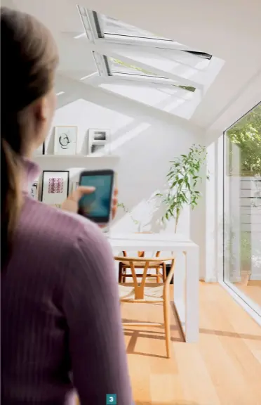  ?? Velux. ?? 3 3.
Cette solution intelligen­te contrôle automatiqu­ement les fenêtres de toit, les stores extérieurs et les volets roulants motorisés de la marque. Grâce à des capteurs (CO2, humidité et températur­e), elle régule sans interventi­on humaine, en...