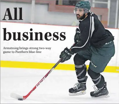  ?? JASON MALLOY/THE GUARDIAN ?? Nelson Armstrong is in his second season patrolling the UPEI Panthers blue-line. He has four goals and nine assists in 21 games this season.